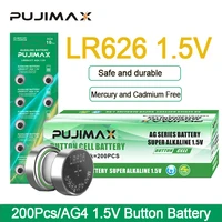 pujimax 200pcsboxed watch toy batteries set ag4 lr626 button cell 1 5v alkaline battery safe durable calculator accessories