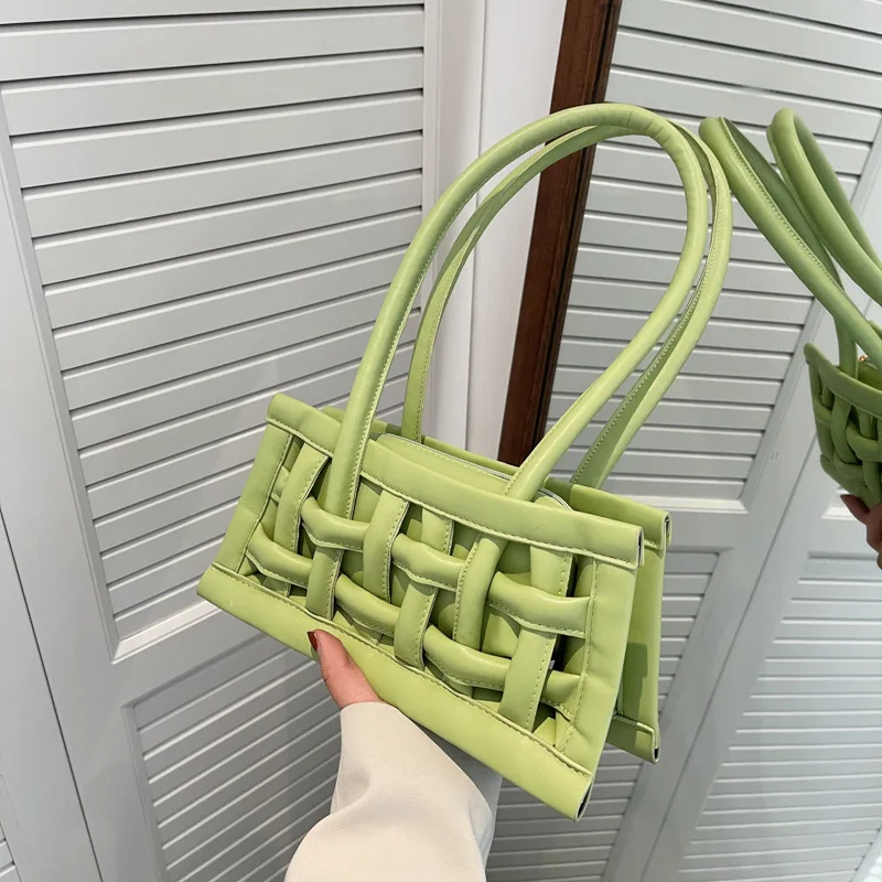 

2 Sets Designer Weave Women's Underarm Bag Soft Leather Shoulder Bags for Women Spring Purses and Handbags Luxury Lady Totes Bag