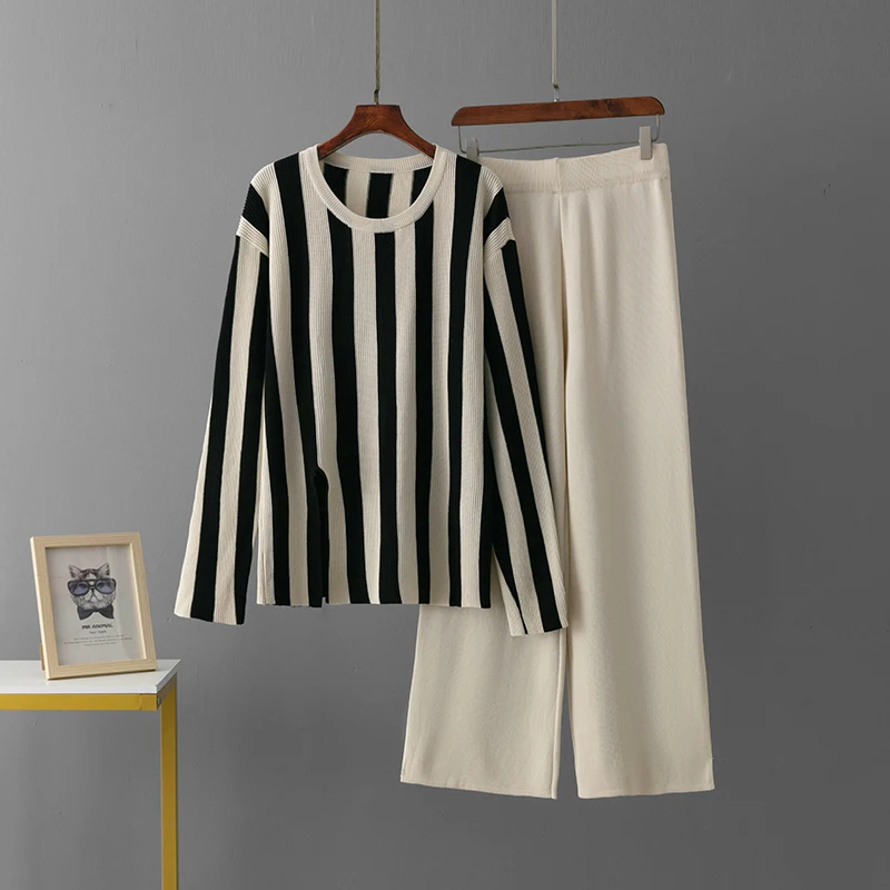 Женский Осенний Комплект Брюк В Горошек С Приталенной Рубашкой Длинными