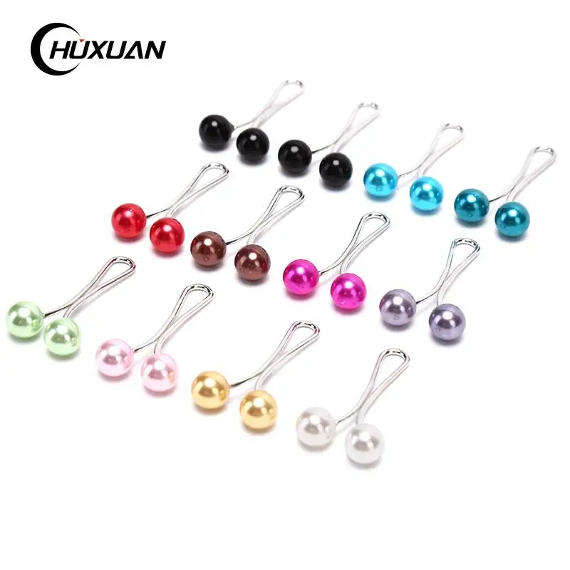 

12pcs Drop Pearls Muslim Women Shawl Scarf Lady Scarves Hijab Clips Pearl Brooch Pins Decoration Zinc Alloy