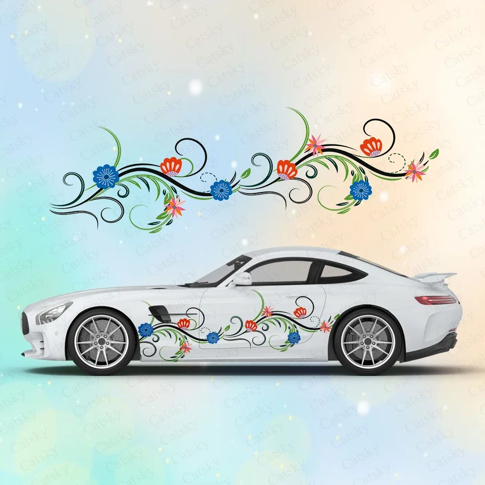 Яркие зеленые цветочные большие автомобильные наклейки и для кузова автомобиля