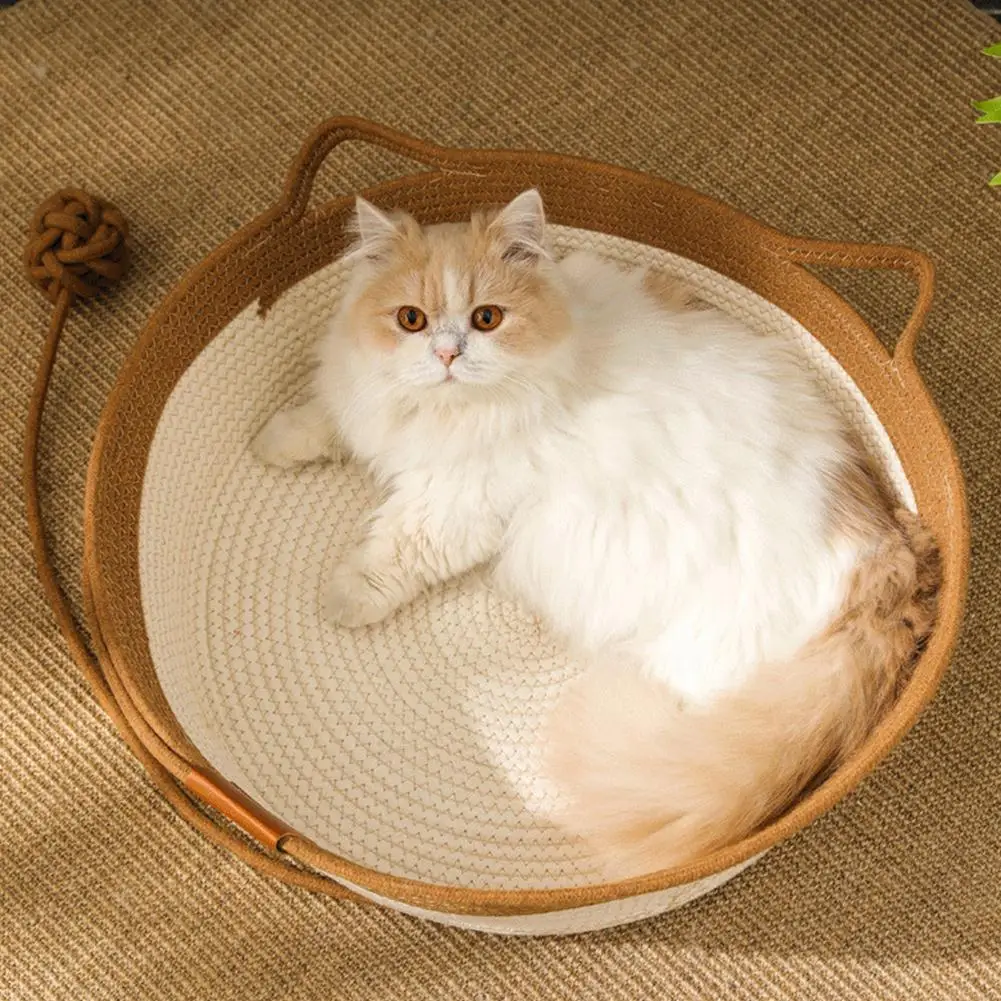 

NEW Manual Rattan Woven Cat Nest Winter Warm Cat Bed House Cat Scratch Board Pet Accessories For Dogs Cats