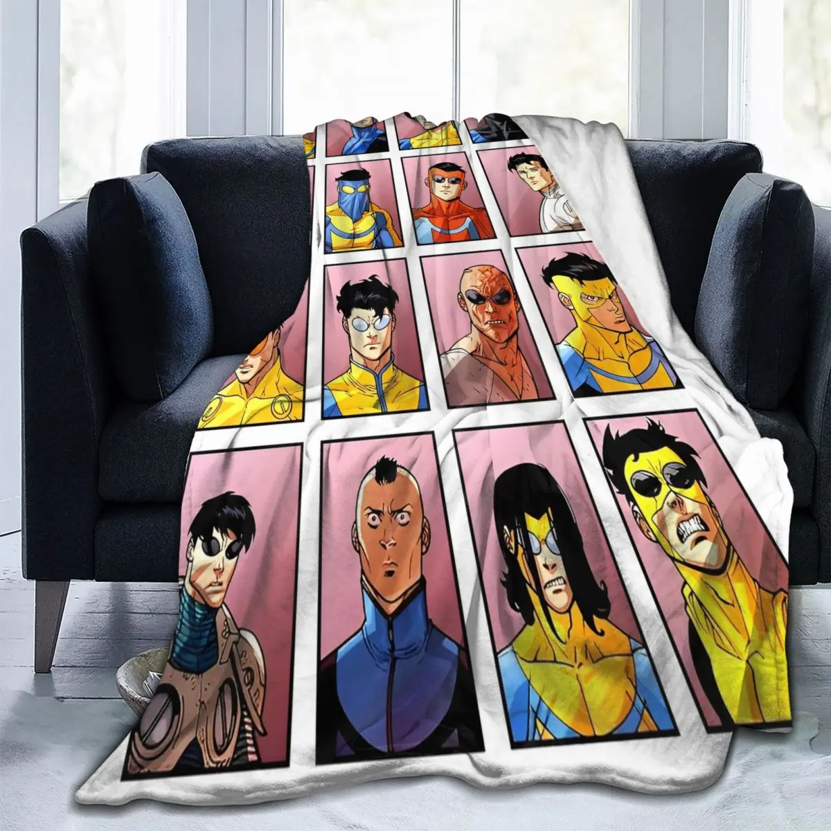 Фото Одеяла из сериала Invincible Mark Grayson, флисовое всесезонное многофункциональное супермягкое одеяло для кровати, автомобильные покрывала №4