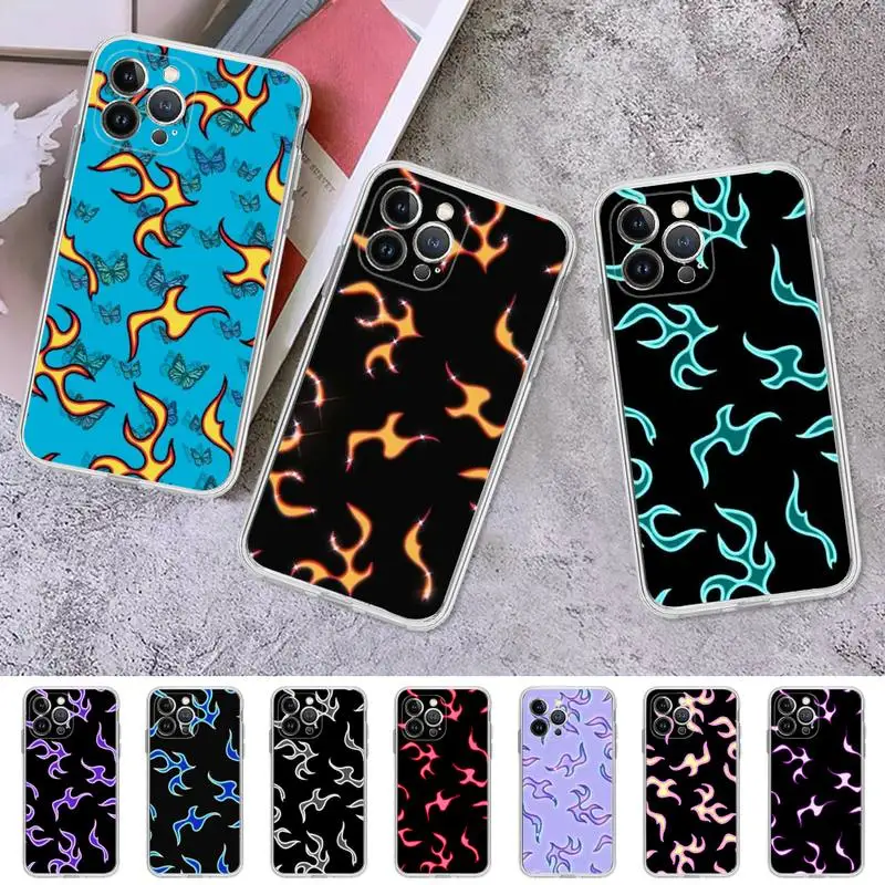 

RuiCaiCa Matte Flames Phone Case For iPhone 8 7 6 6S Plus X SE 2020 XR XS 14 11 12 13 Mini Pro Max Mobile Case