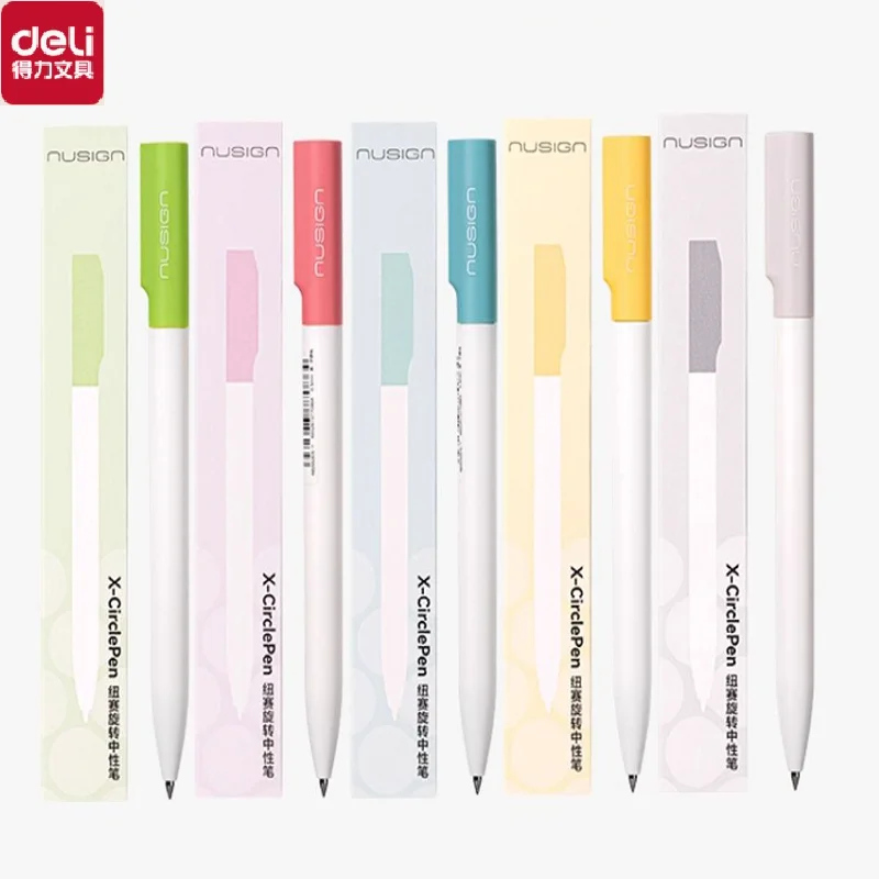 Фото Гелевая ручка NUSIGN X-CirclePen, 2 шт., выдвижная, 0,5 мм, 120 °   Капсула для записей с бесшумным вращением и защитой от распахивания, быстросохнущая, для рисования и письма №2