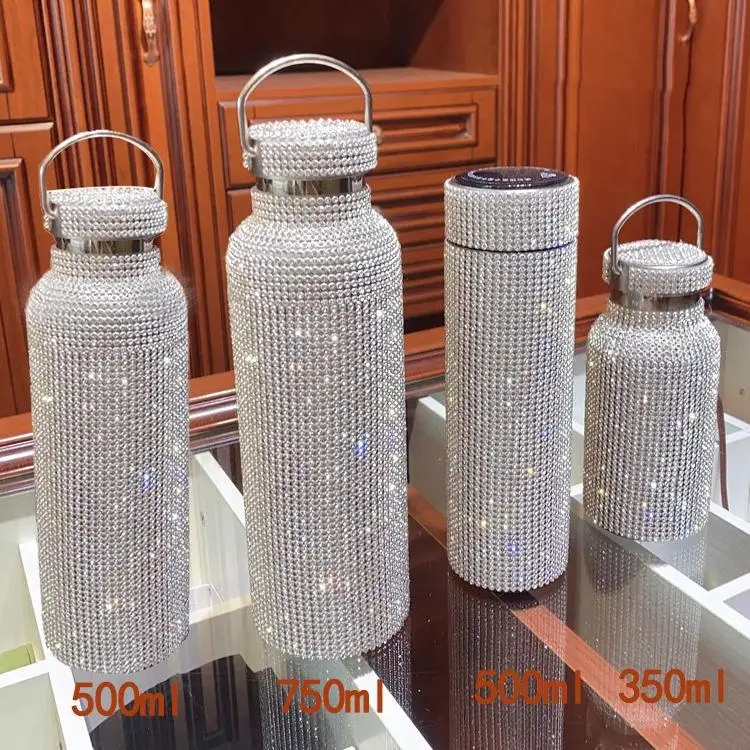 500ML Diamond Vacuum Flask Thermos Water Bottle Stainless Steel Smart Temperature Display Mug Gift Insulated Bottle Coffee Mug
