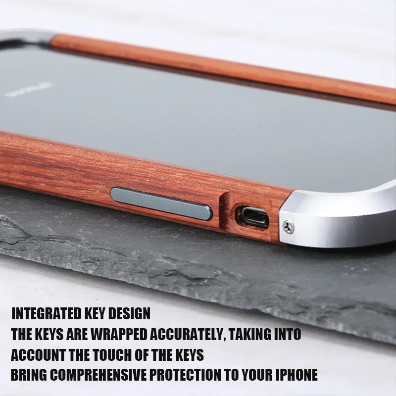 Wooden Hard Frame Phone Case for Iphone 12 13 14 Pro Max Aluminum Alloy Rugged Anti Drop Frame for Iphone 13 Protective Shell