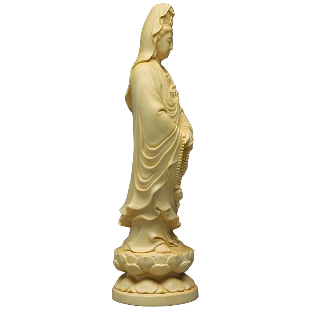 

Statue Figurine Figurines Sculpture Chinese Zen Wood Kwan Monk Decorations Dashboard Garden Temple Lucky Statues Guanyin Kuan