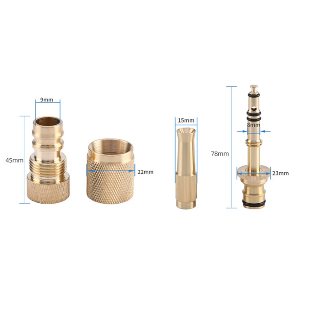 

Garden Spray Nozzle Brass High Pressure Water Gun Direct Hose Nozzle for Car Washing Garden Hose Adjustable Water Gun Connector