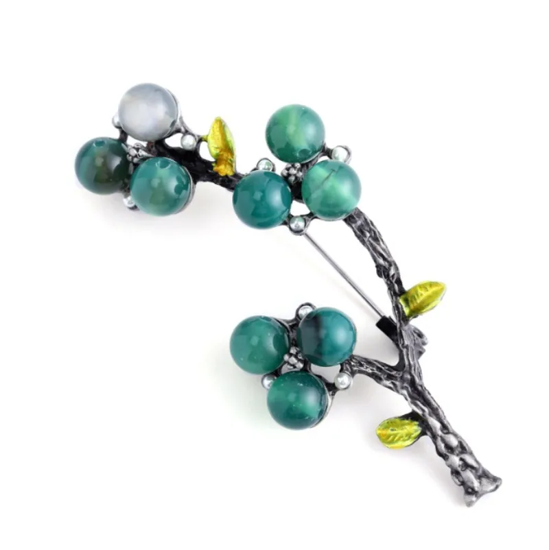 Креативная винтажная брошь из натурального камня ветка цветок инкрустированная