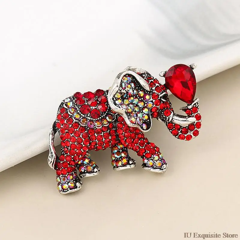 

Rhinestone Elephant Brooches For Women Vintage Animal Pin Brooch 6 Colors Available New Design High Quality Jewelry