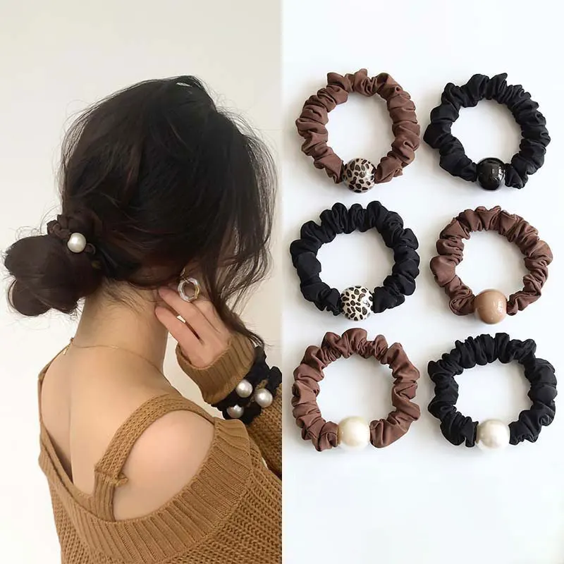 Элегантная тканевая веревка для волос с имитацией жемчуга простые