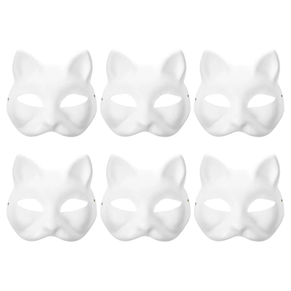 

6/10/12Pcs Mask Cat Masquerade Blank Masks White Animal Empty Face Women Halloween Cosplay Party Kid Woman Therian Wolf Costumes