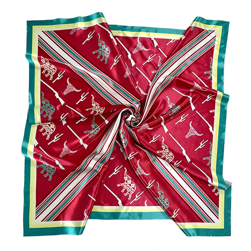 

Женский шарф с принтом в виде головы коровы, слона, кактуса