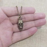 punk stainless steel skull chain pendant necklace vintage gold hip hop statement necklace mens boho jewelry