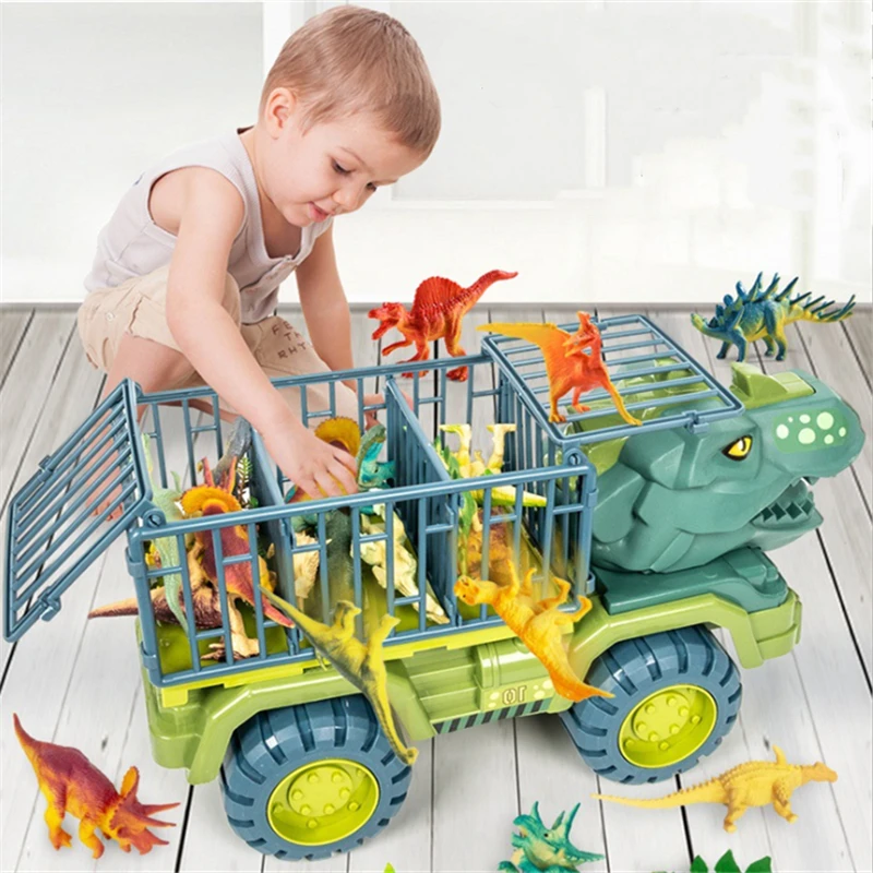 

Boys Car Toys Dinosaur Truck Transport Carrier Vehicle Dino Animal Model Tyrannosaurus Rex Kids Game Children Birthday Gifts