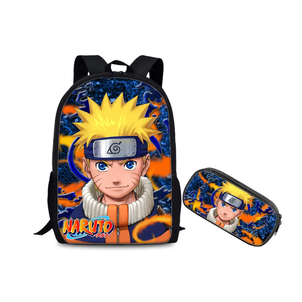 

2-piece set Anime NARUTO Uchiha Sasuke Itachi Hatake Kakashi student schoolbag Figure Model Multifunctional Backpack kids Gifts