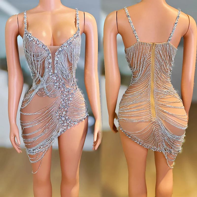 Вечернее платье для банкета и с бахромой стразами костюм Drag Queen одежда