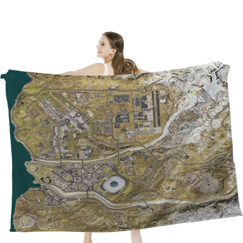 

CoD WARZONE MAP Throw Blanket Soft Warm Bedspread Camping ,Travel Bedding Blanket
