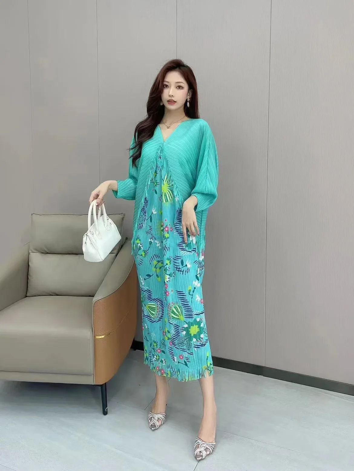 EGRM дизайнерское Плиссированное Платье макси с бахромой 2024 летние новые платья