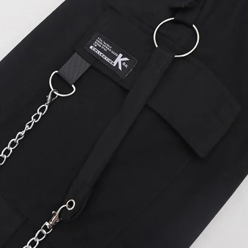 Брюки-карго женские с цепочкой летние прямые брюки в Корейском стиле хип-хоп