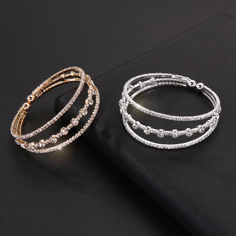 Роскошный модный эластичный браслет с кристаллами женский блестками модные