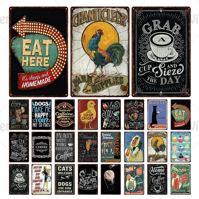 

Vintage Coffee Metal Tin Sign Wall Art Cocktail Coffee Metal Plaque Restaurant Bar Pub Cafe Decor Kitchen Dining Room Home Decor