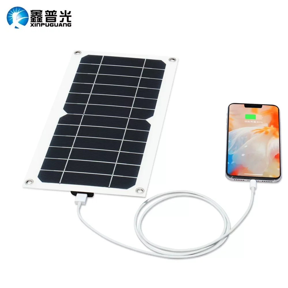 

5W Solar Charger Flexible Solar Panel 5V 1A USB Output Solar Power Charging For Outdoor Camping Mobile Phone USB-charged Device