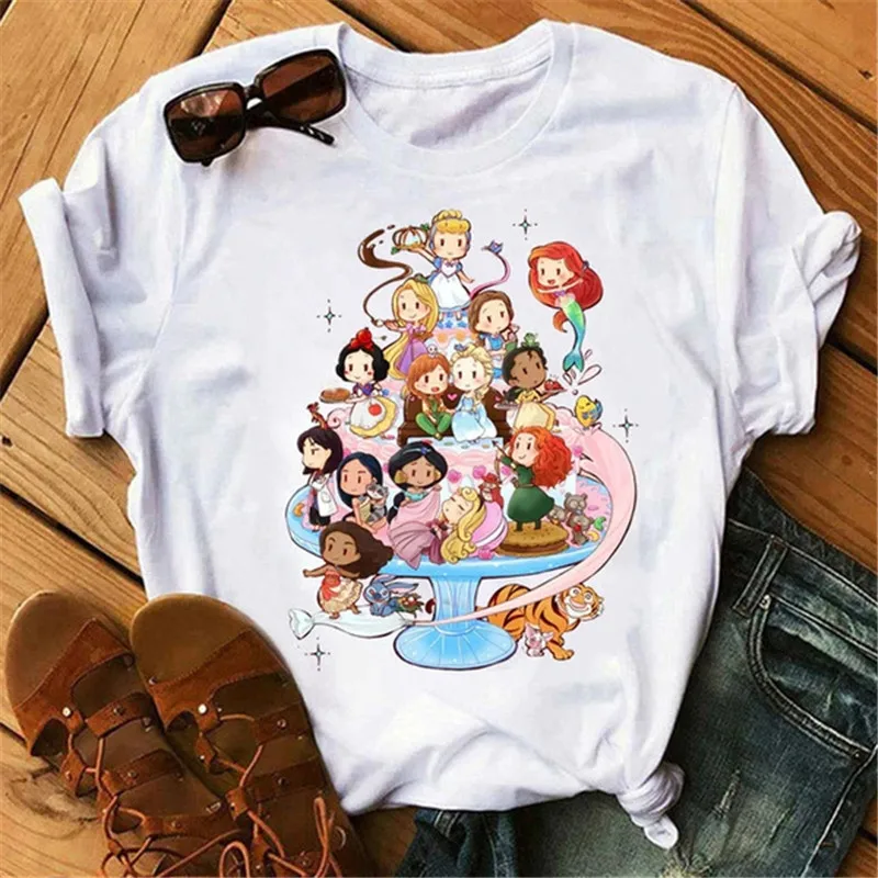 

Cute Princess Printed Women T Shirt Kawaii Harajuku Princess Women Ullzang T-shirt Grunge Aesthetic Graphic Tshirt Female Tops