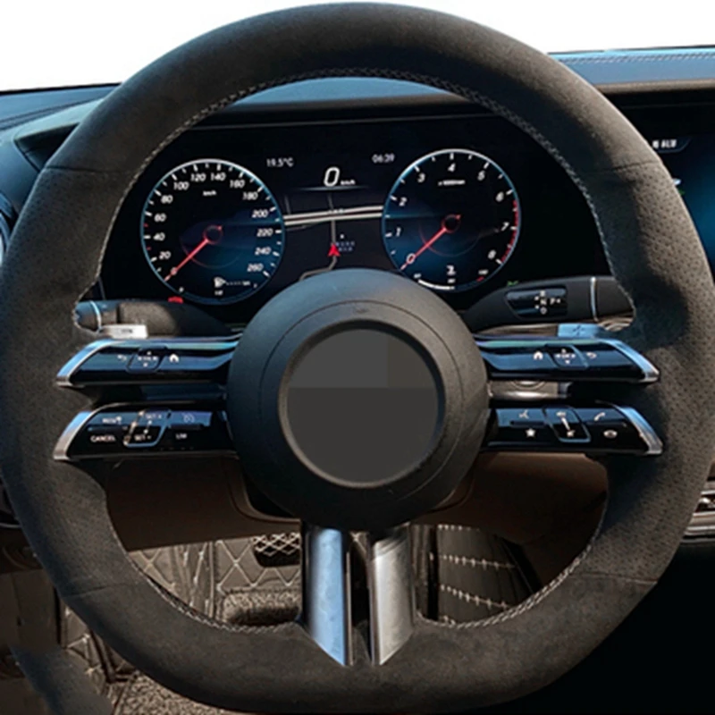 

Non-slip Carbon Fiber Suede Car Steering Wheel Cover For Mercedes Benz S-Class W223 2021 C-Class W206 2021 E-Class W213 2021
