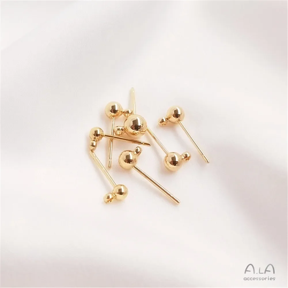 1 пара 14-каратных позолоченных шариковых игл гвоздей для ушей с подвесным кольцом