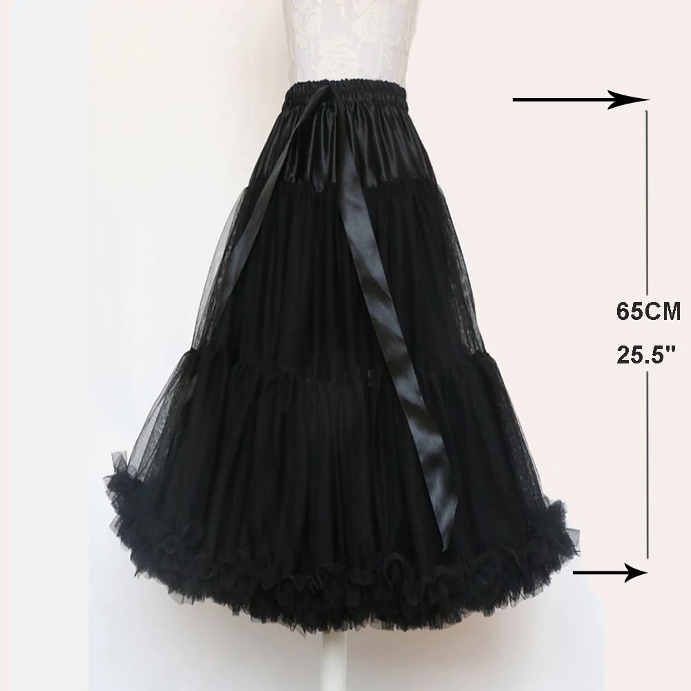 

65CM/25.5Inch Long Adult Puffy Tutu Skirt Layered Ballet Dance Soft Tulle Pettiskirts Dress Underskirt Lolita Cosplay Petticoats