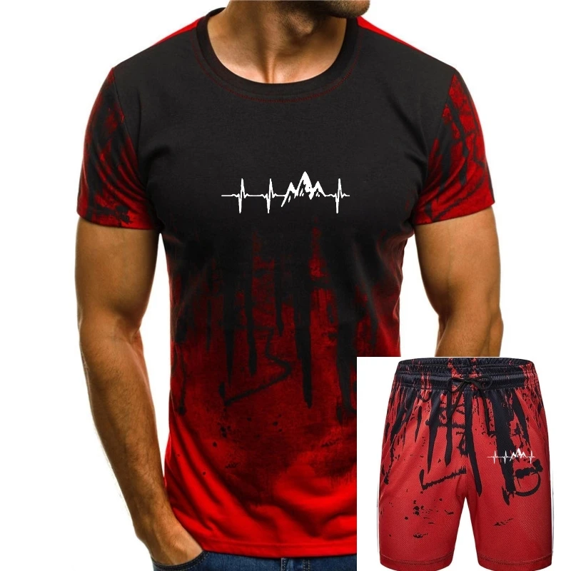 

Mountain Heartbeat T Shirt men 100% Cotton Funny Sarcastic Graphic TShirt men streetwear Tops Tees Hip Hop harajuku men clothing