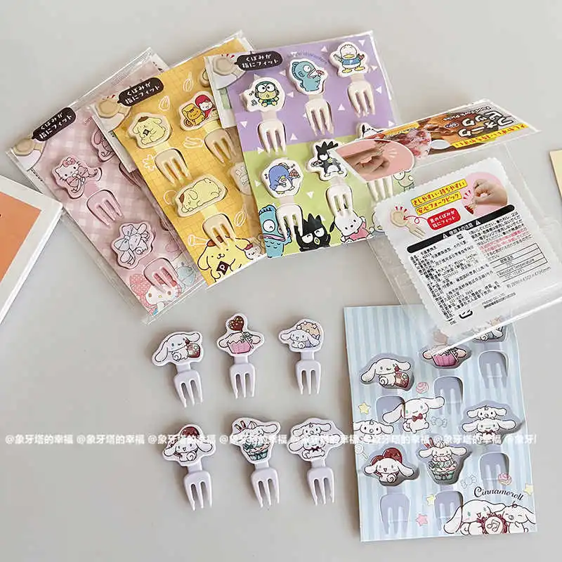 Sanrios креативный Pom Purin милый мультфильм мини-вилка для фруктов My Melody Cinnamoroll бытовой