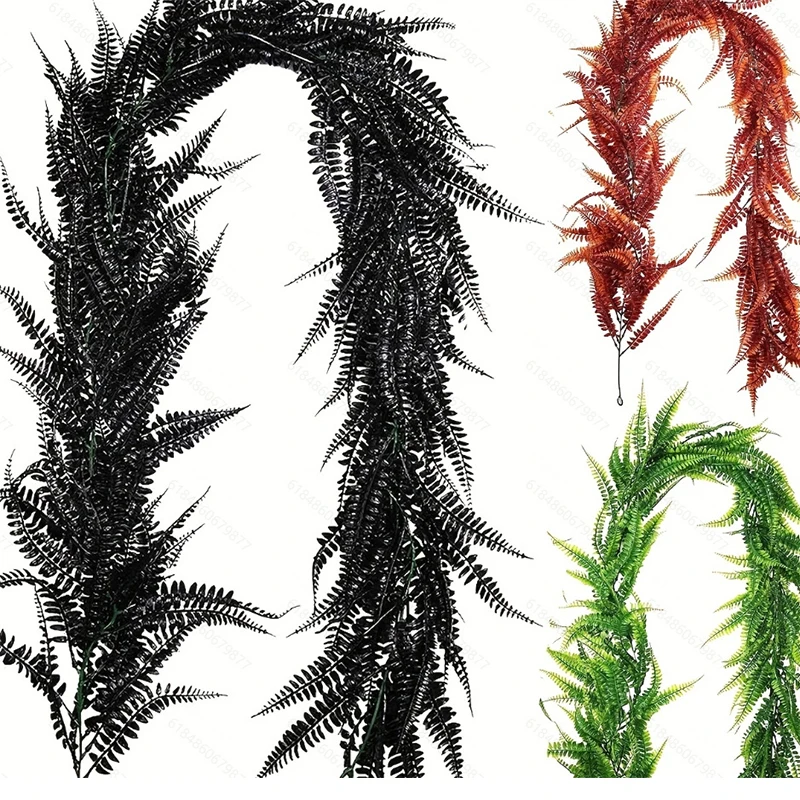 

180cm Artificial Persian Vine Plants Grass Leaf Fern Wall Hanging Doorway Outdoor Garden Wedding Props Bar Decor Black Green Red