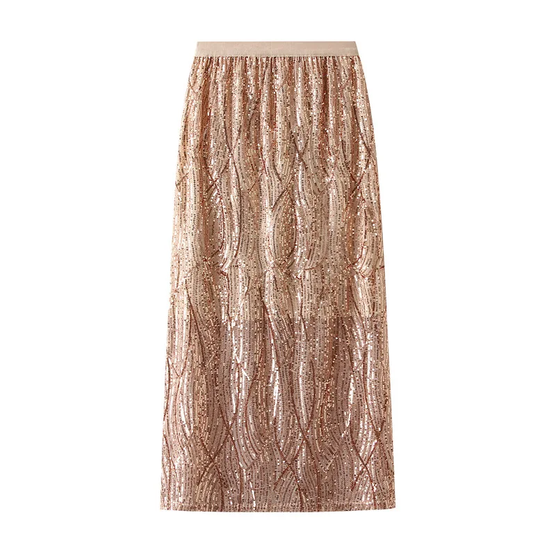 

Women's Summer Sequin Split Wrap Hip Skirts Casual High Waist Midi Skirts Girls' Party Fashion One Step Skirts 9823