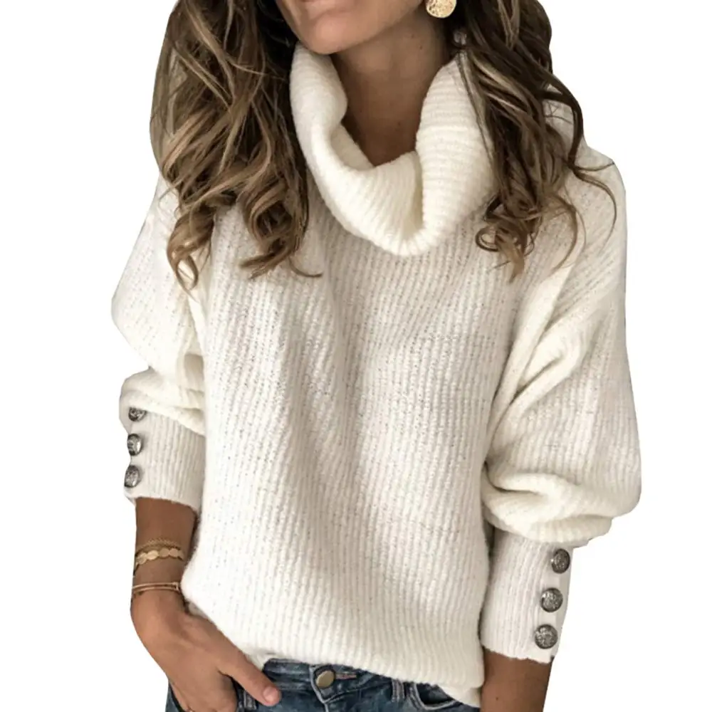 

Women's Oversized Turtleneck Chunky Pullover Sweaters Cowl Neck Long Sleeve Winter Slouchy Loose Knit Sweaters