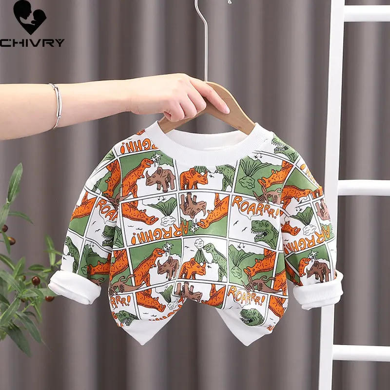 

Boys Sweatshirt New 2023 Baby Kids Fashion Spring Autumn Cartoon Dinosaur Crew Neck Pullover Hoodies Sweatshirts Casual Clothes