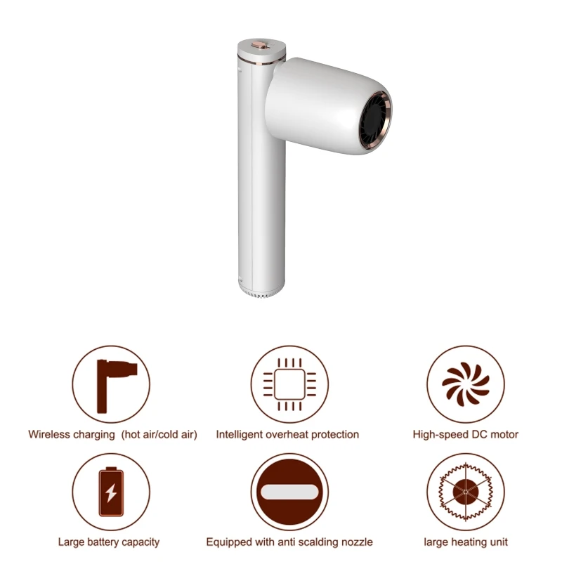 

Cordless Hair Dryer 450W Rechargeable for Outdoor Travel Camping Pet Care Dorm