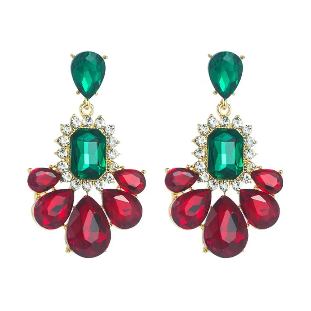 

Chic Women Earrings Colored Rhinestones 3 Colors Long Lasting Dangle Accessory Hanging Earrings Earrings 1 Pair