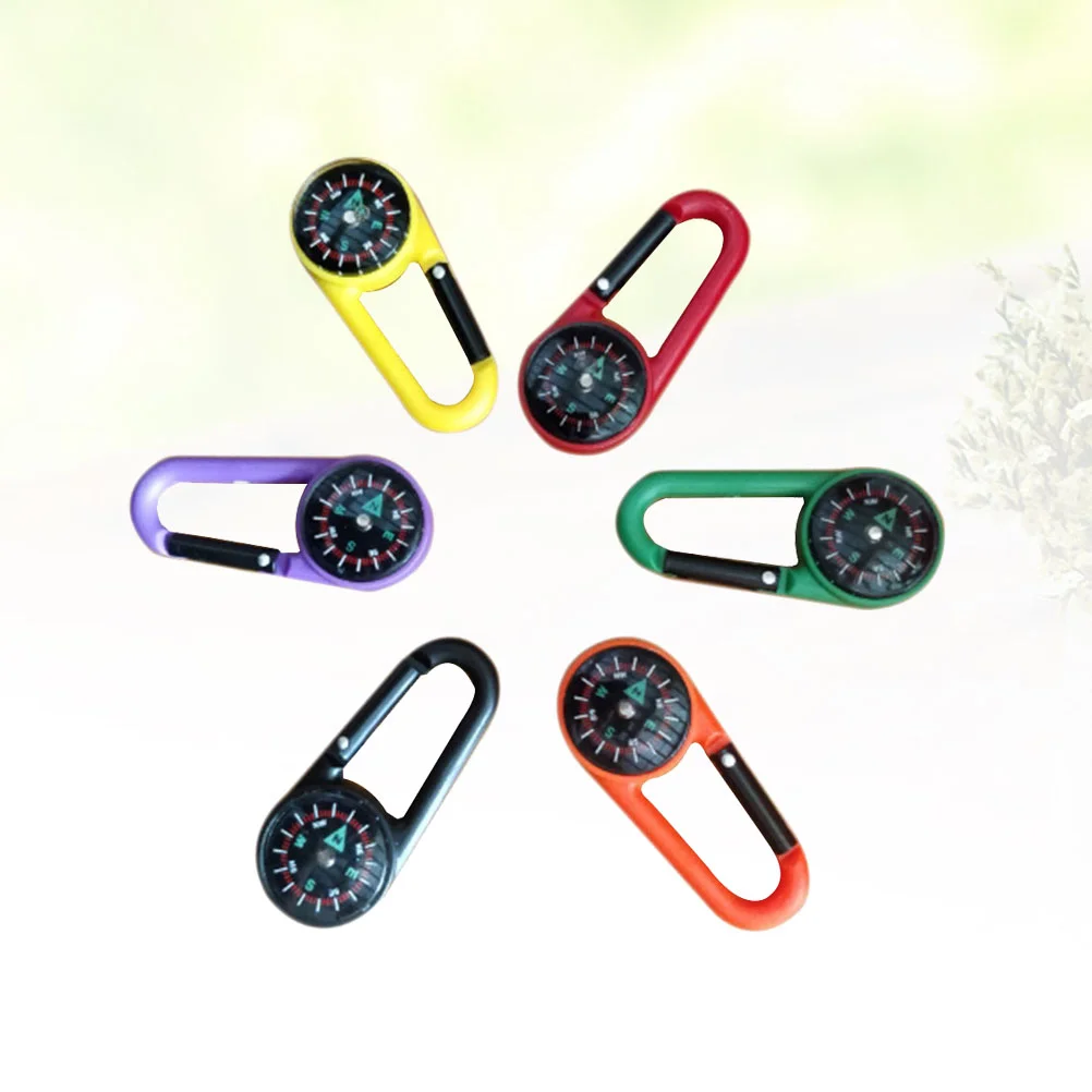 

6pcs Plastic Compass Climbing Carabiner Outdoor Self Locking Carabiner Clip Hook Keychain for Travelling Hiking (Random Colors)