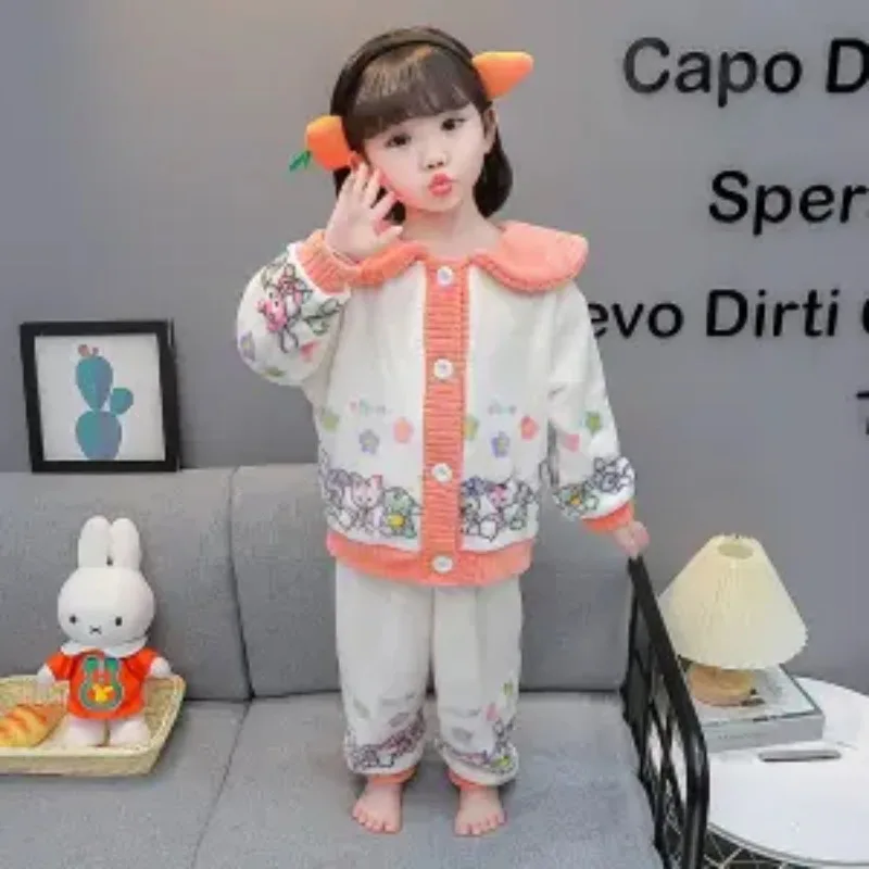 Фланелевая Пижама для девочек Disney Stellalou Linabell Kawaii осень-зима утепленная Теплая