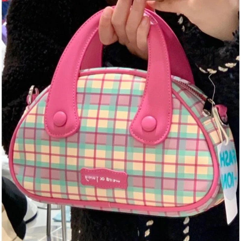 Checkered series bowling 2023 new spring and summer with cute handbag female shoulder crossbody bag