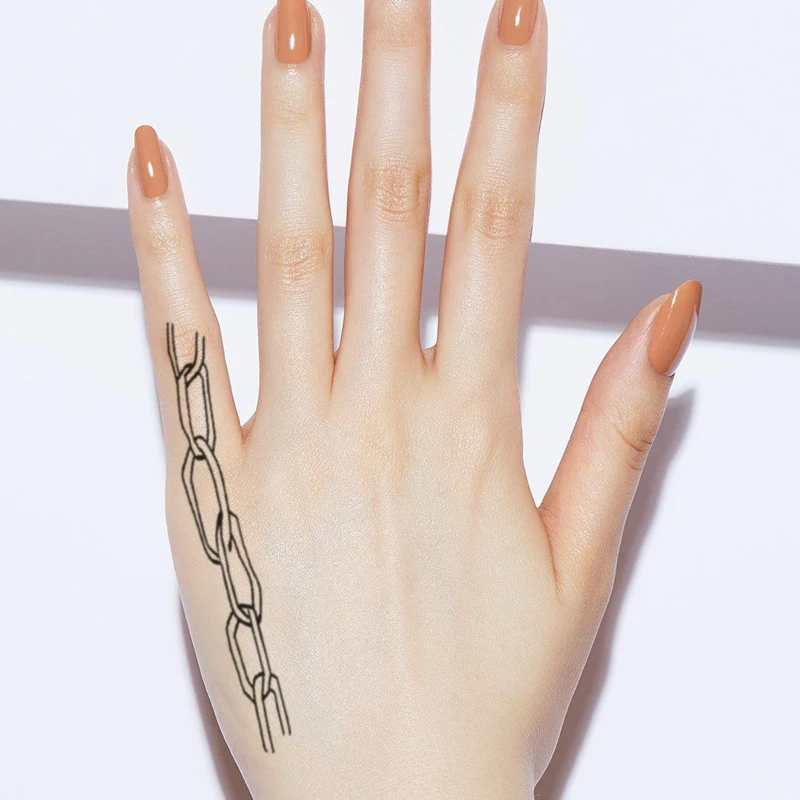 

Black Small English Alphabet Fake Tattoo Sticker for Women Men Iron Chain Temporary Tattoos Water Transfer Tatoos Fire Totem