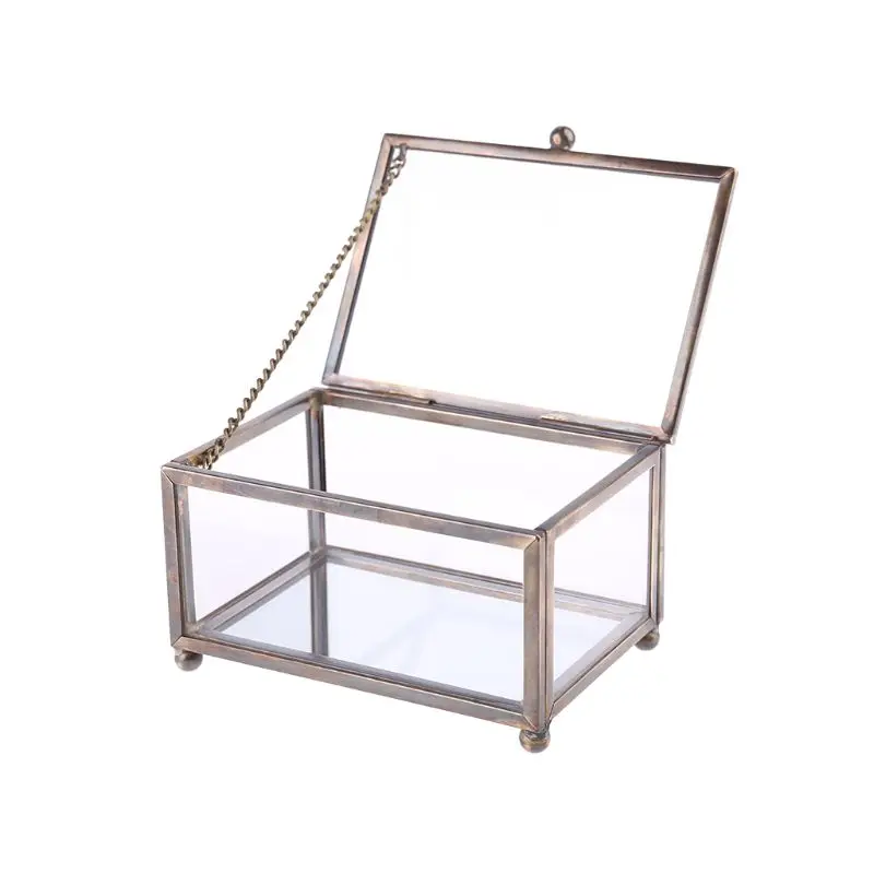 

Nordic Transparent Glass Wedding Ring Box Eternal Flower Storage Holder Innovative Home Decoration Ornaments