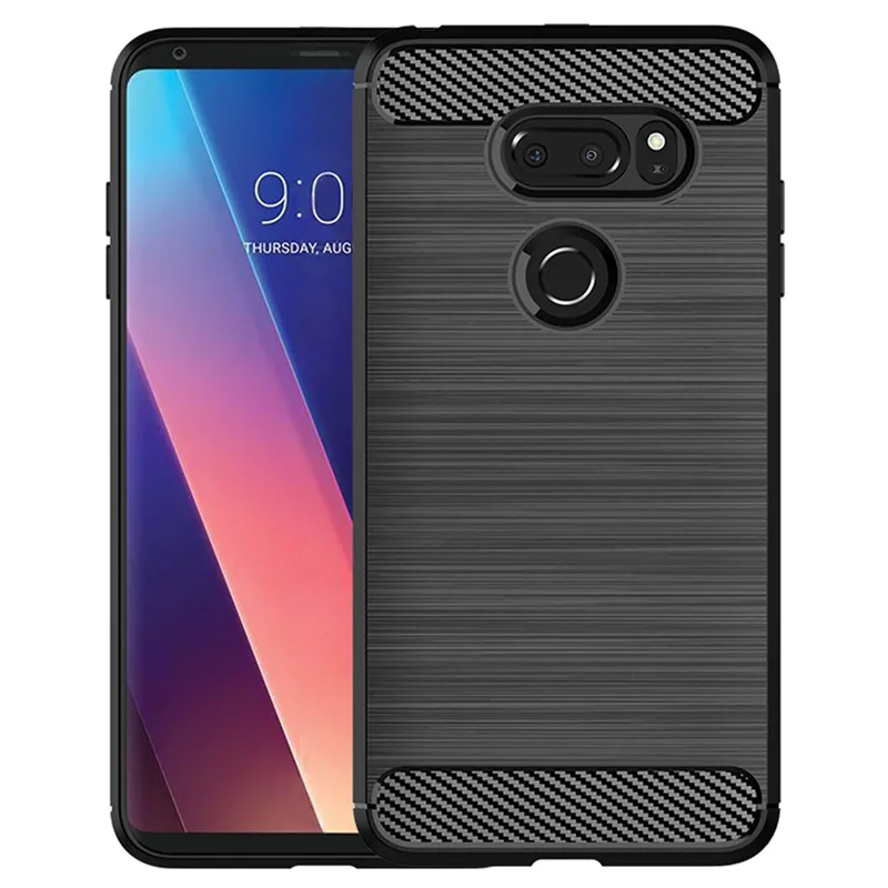 Matte Silicone Case for LG V30 Plus Shockproof Carbon Fiber Soft Back Cover For lg v30+ Anti-knock frosted cases