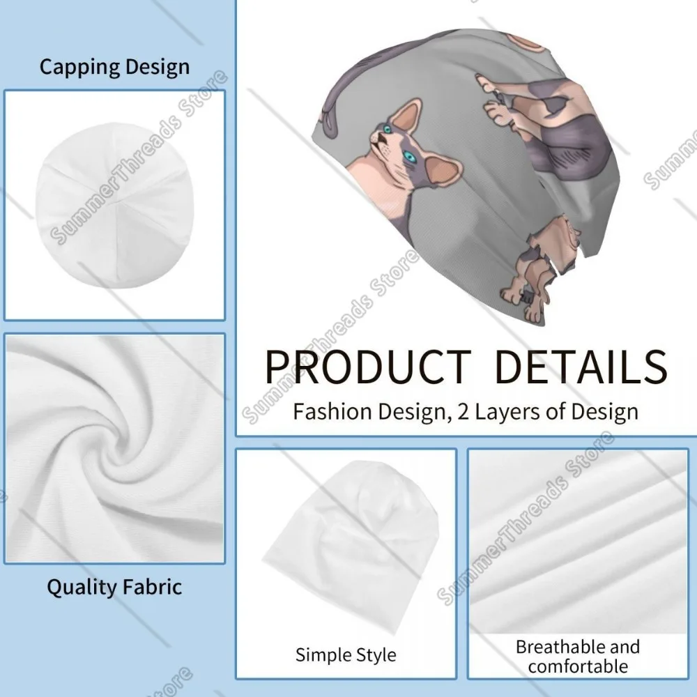 Шапки с изображением кота сфинкса винтажные уличные шапочки Skullies шапки для