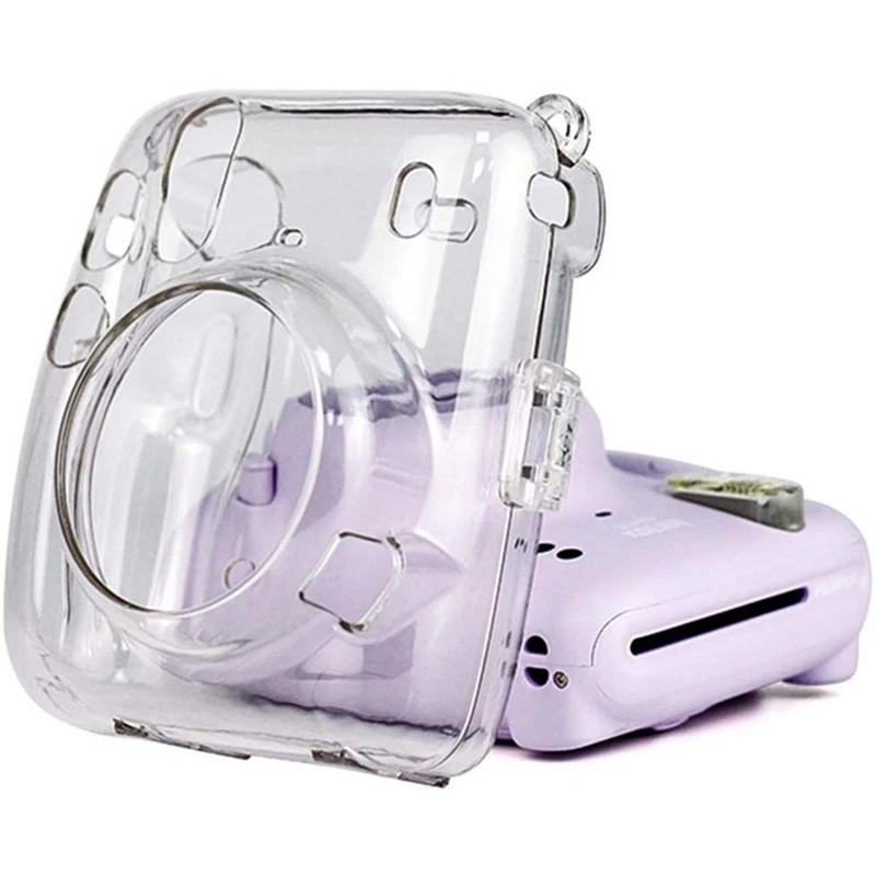 

Crystal Camera Case Protective Clear Case With Adjustable Rainbow Strap For Fujifilm Instax Mini 11 Cameras Accessories