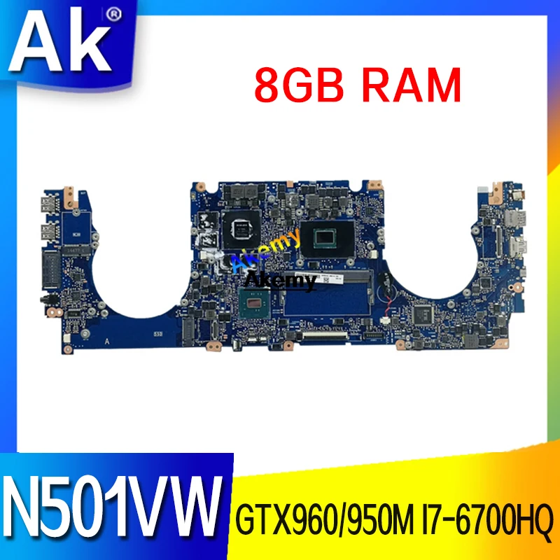 

N501VW Notebook mainboard GTX960M GTX950M I7-6700HQ CPU 8GB RAM For Asus N501VW N501V G501V G501VW Laptop motherboard mainboard