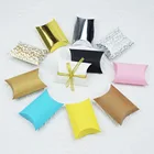 10 шт. бумажный пакет в форме подушки, коробка из крафт-бумаги для конфет, Рождественская упаковочная коробка, женский подарок, подарочный пакет на день рождения